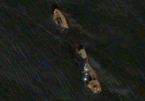 Restos de la ocupacin japonesa de las Aleutianas, carguero Borneo Maru, en los mapas de Turismo Google